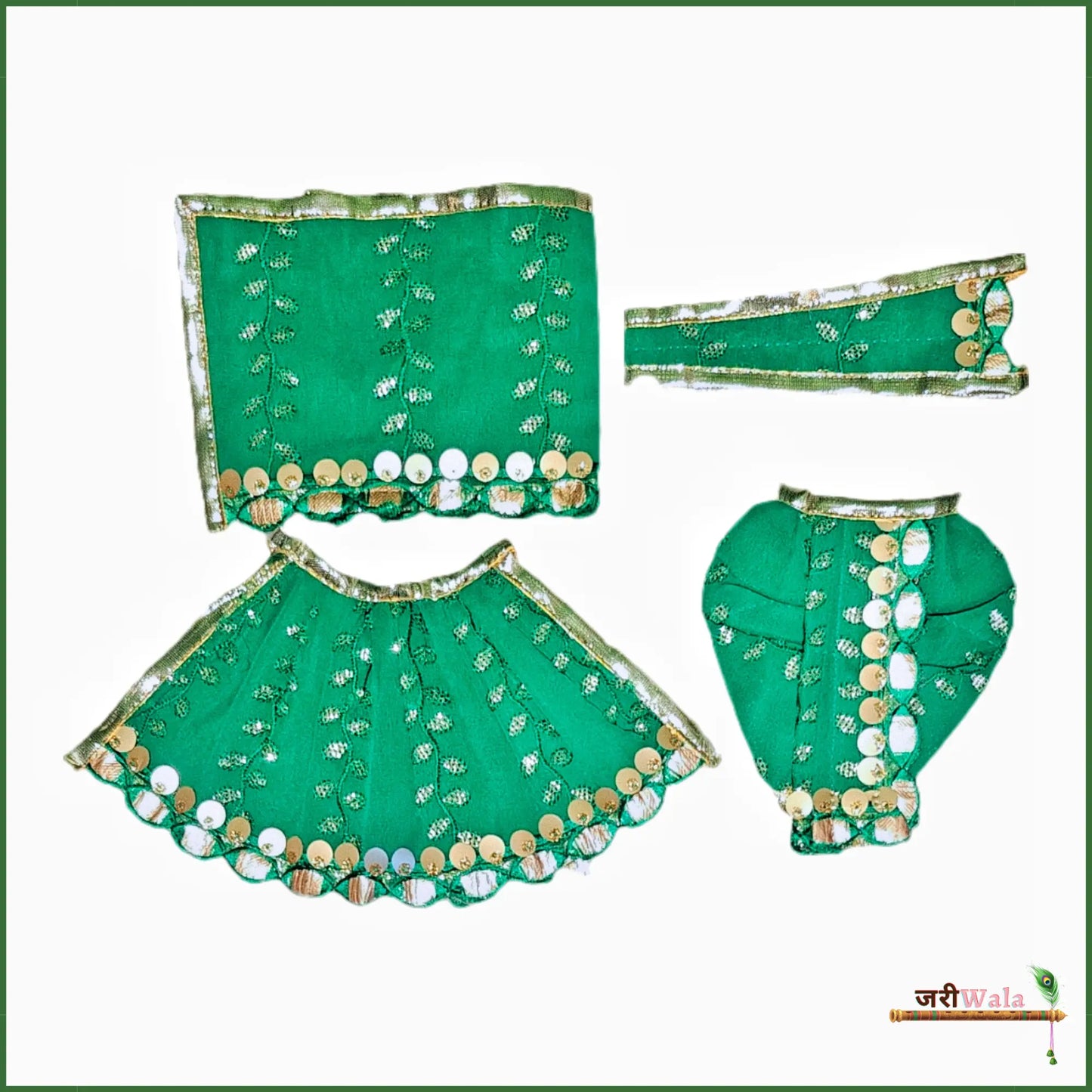 Cotton Thread Sitara Work Green Jugal Jodi Poshak