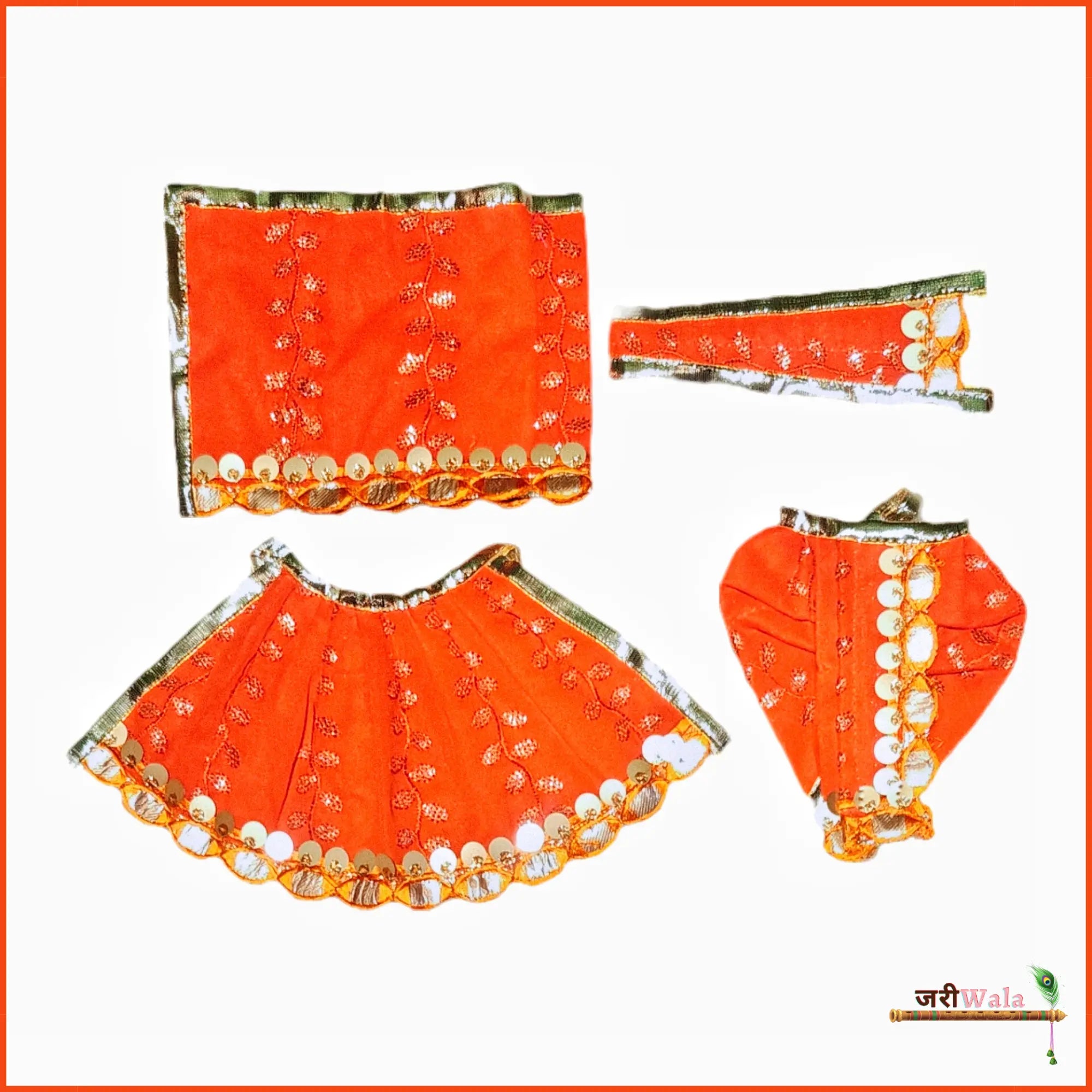 Cotton Thread Sitara Work Orange Jugal Jodi Poshak