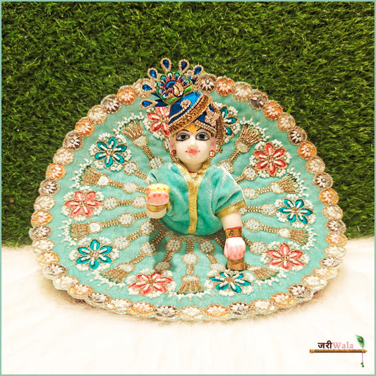 Shaneel Cutdana Moti Work Turquoise Green Laddu Poshak