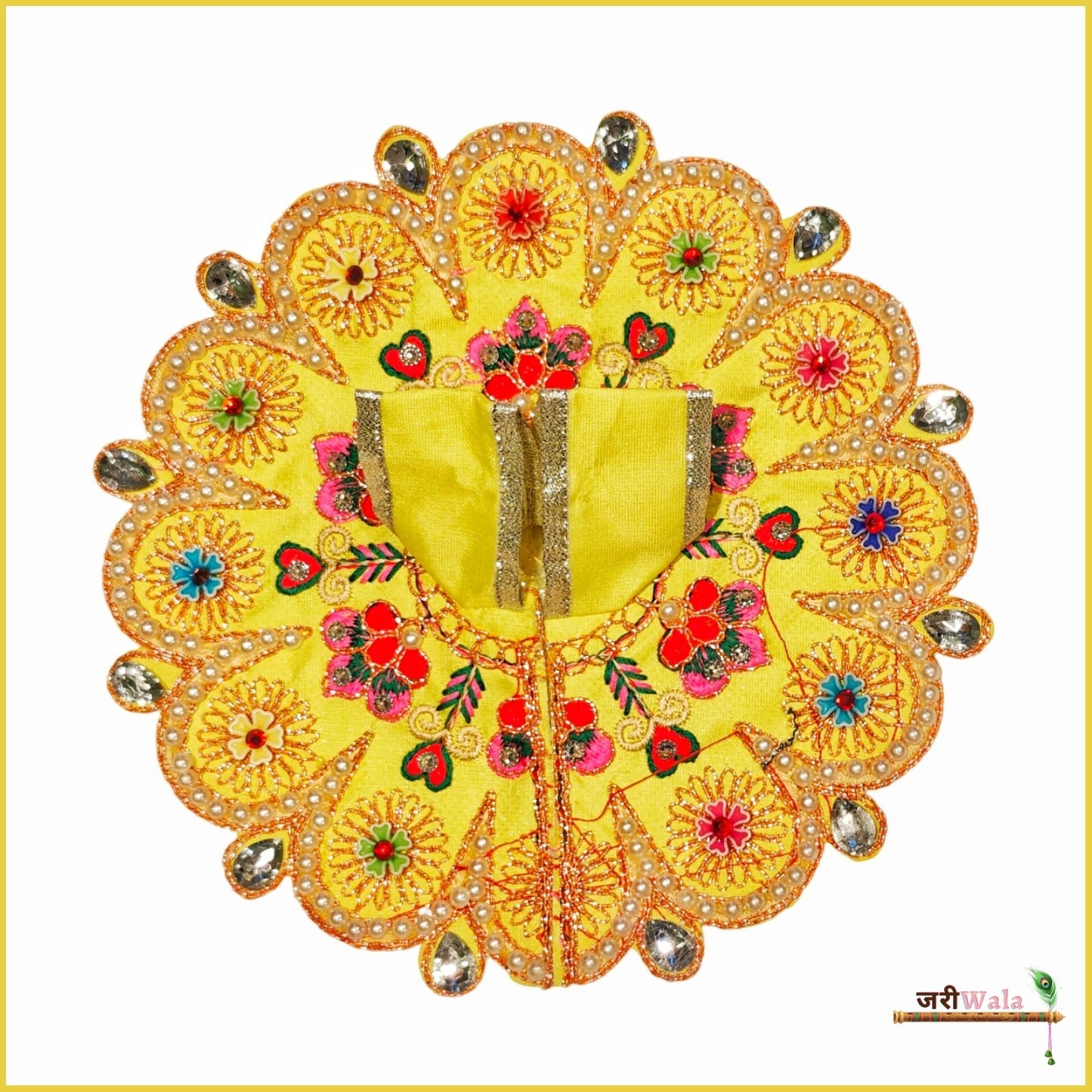 Blended Thread Moti Stone Work Lemon Laddu Poshak