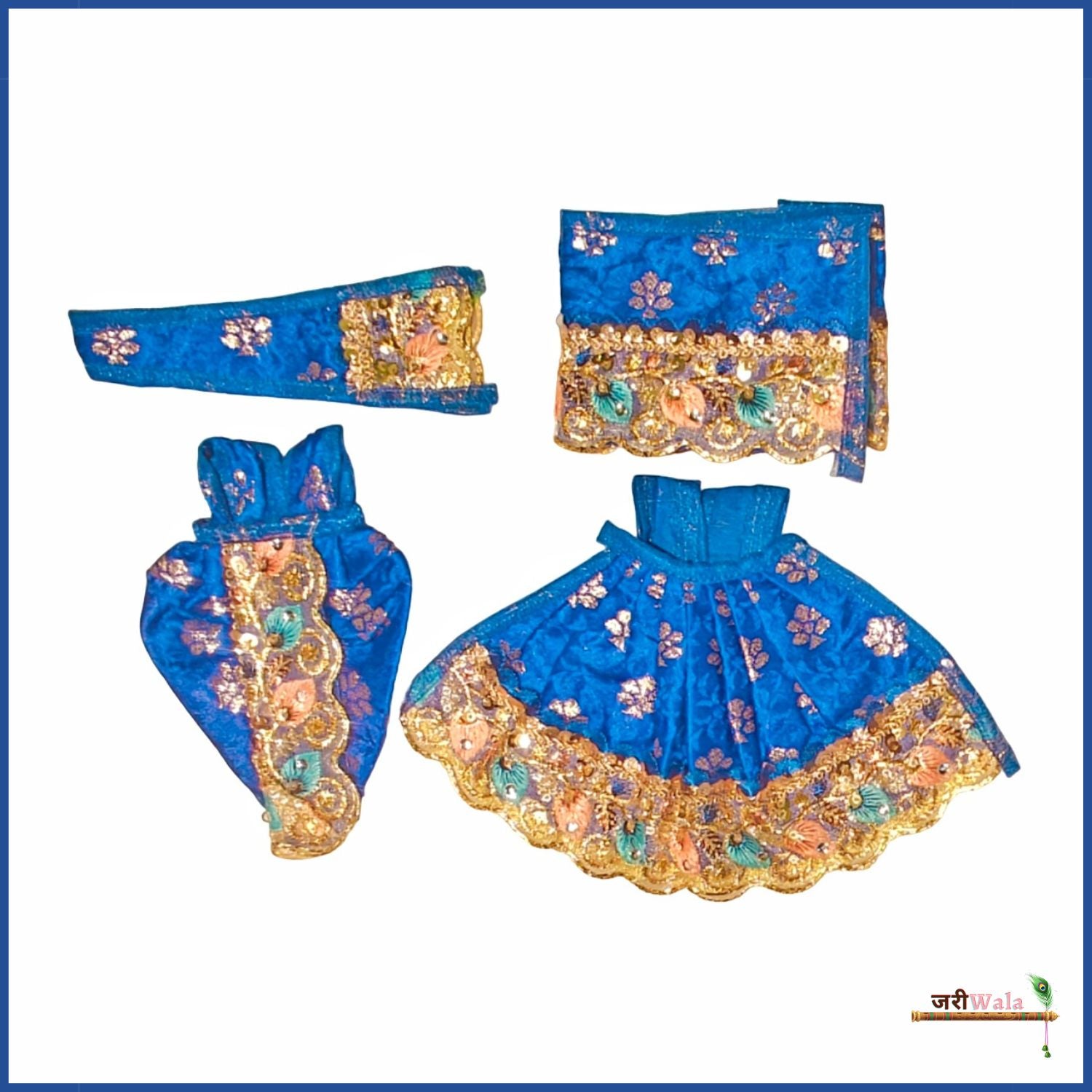 Blended Thread Lace Work Blue Jugal Jodi Poshak