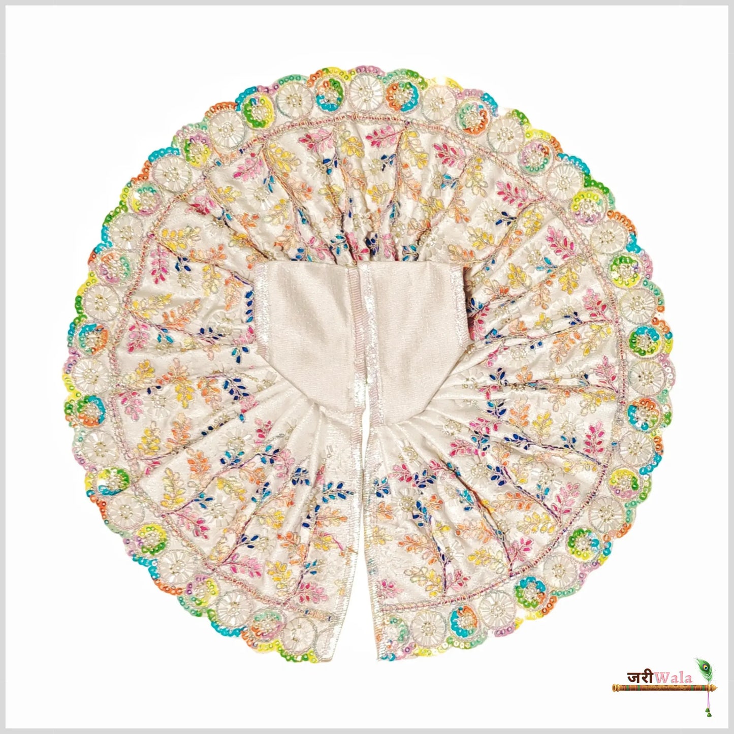 Cotton Thread Cutdana Work White Laddu Poshak