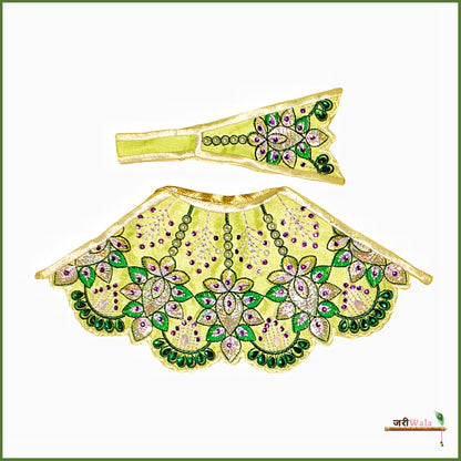 Blended Thread Stone Work Light Green Lehnga Patka