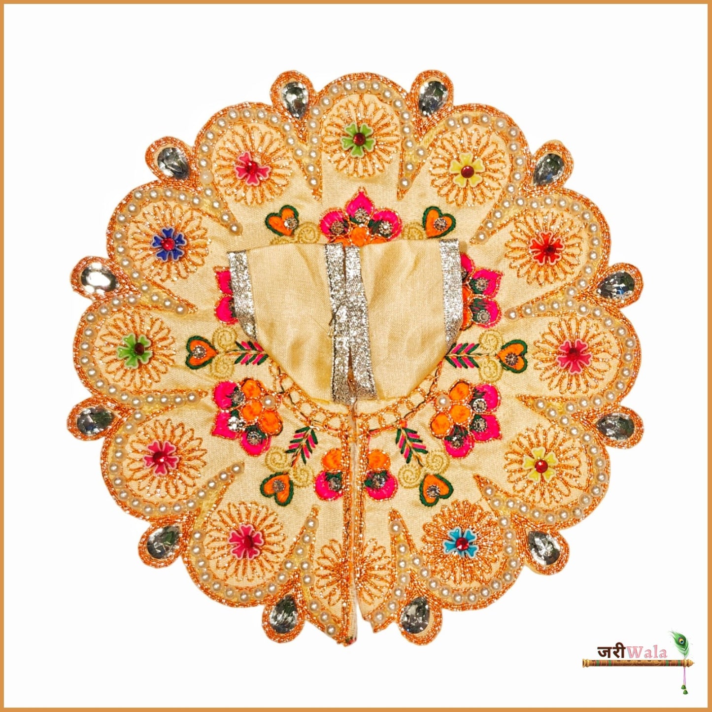 Blended Thread Moti Stone Work Peach Laddu Poshak