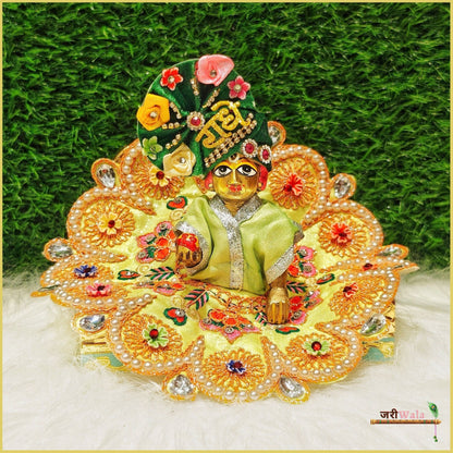 Blended Thread Moti Stone Work Light Green Laddu Poshak