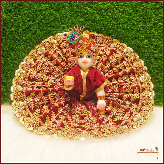 Shaneel Thread Cutdana Work Dark Brown Laddu Gopal Poshak