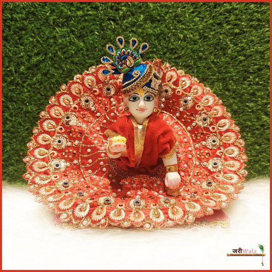 Shaneel Thread Sitara Work Red Laddu Poshak