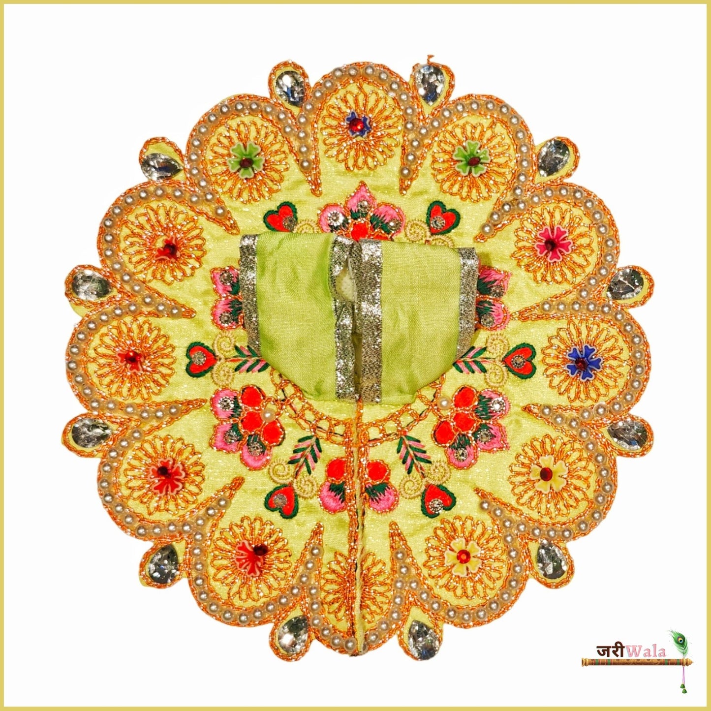 Blended Thread Moti Stone Work Light Green Laddu Poshak