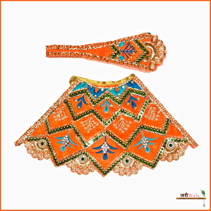 Thread Sitara Moti Work Orange Lehnga Patka