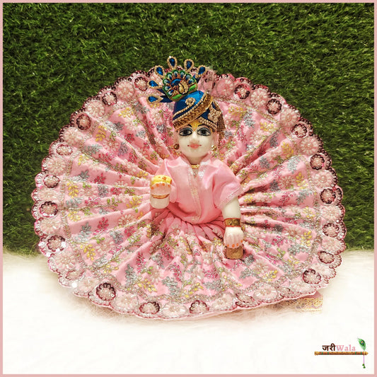 Cotton Thread Cutdana Work Baby Pink Laddu Poshak