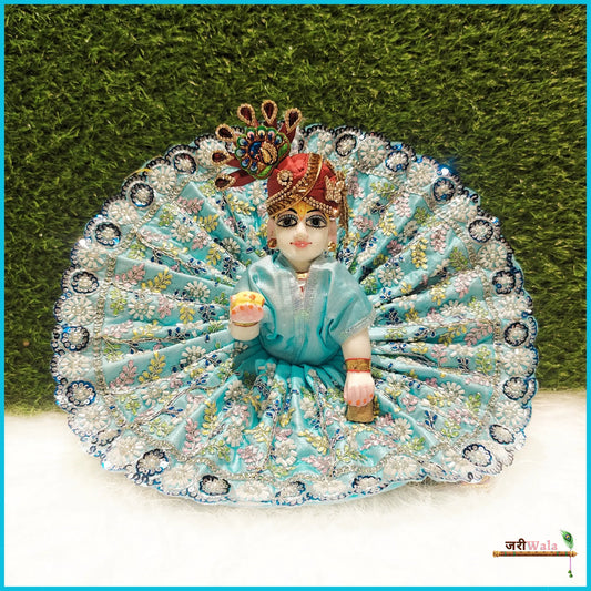 Cotton Thread Cutdana Work Light Blue Laddu Poshak