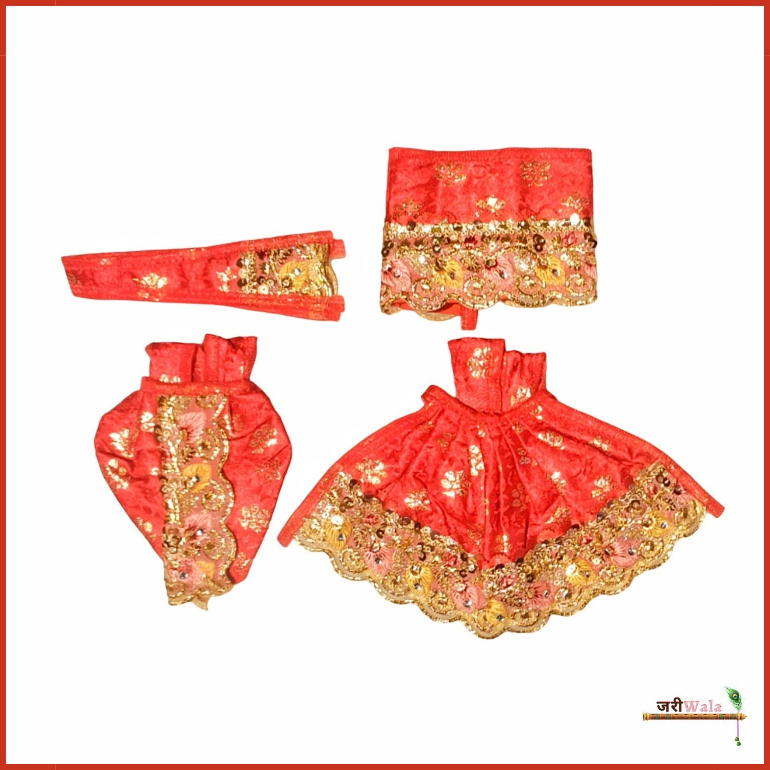 Blended Thread Lace Work Red Jugal Jodi Poshak