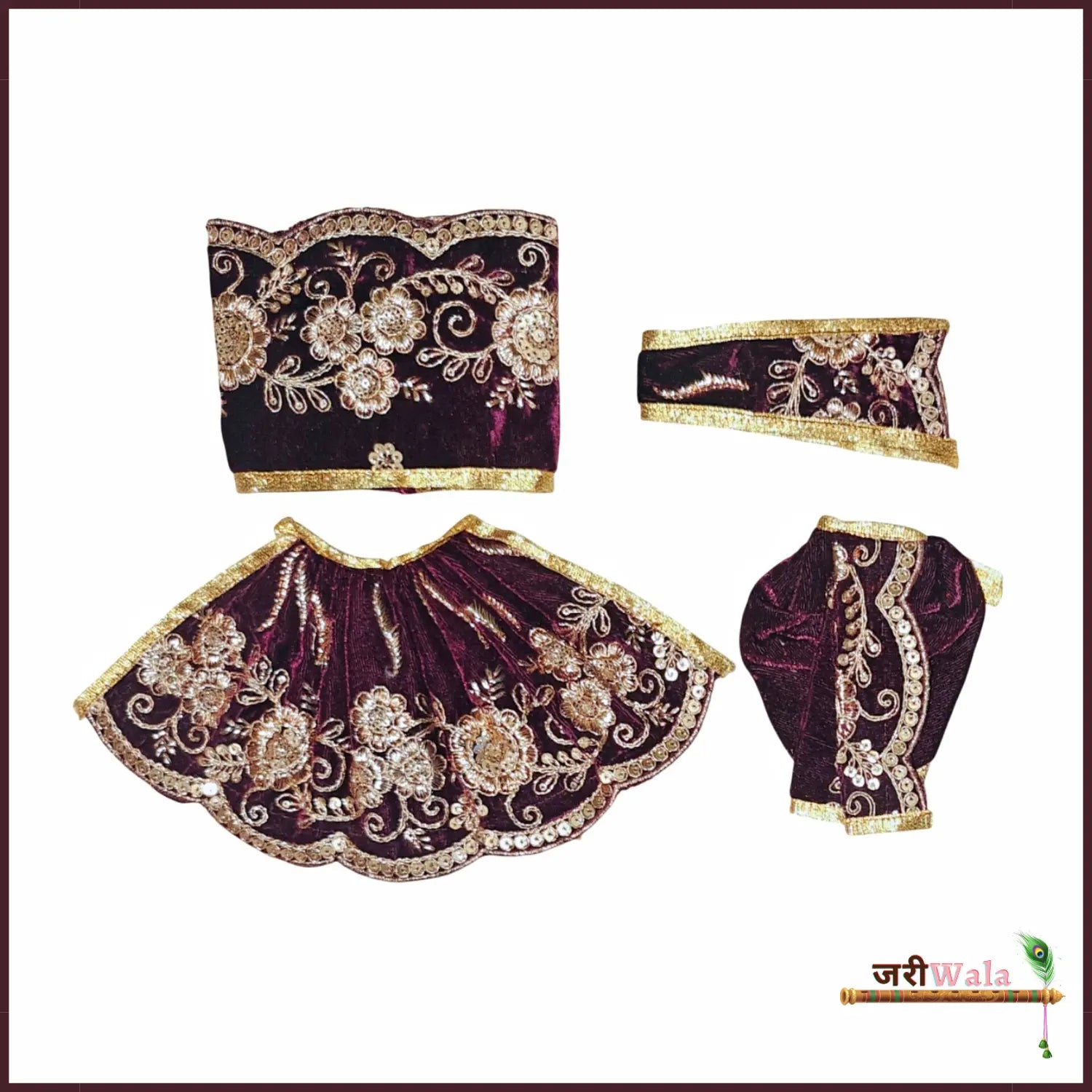 Shaneel Thread Sitara Work Dark Purple Jugal Jodi Poshak