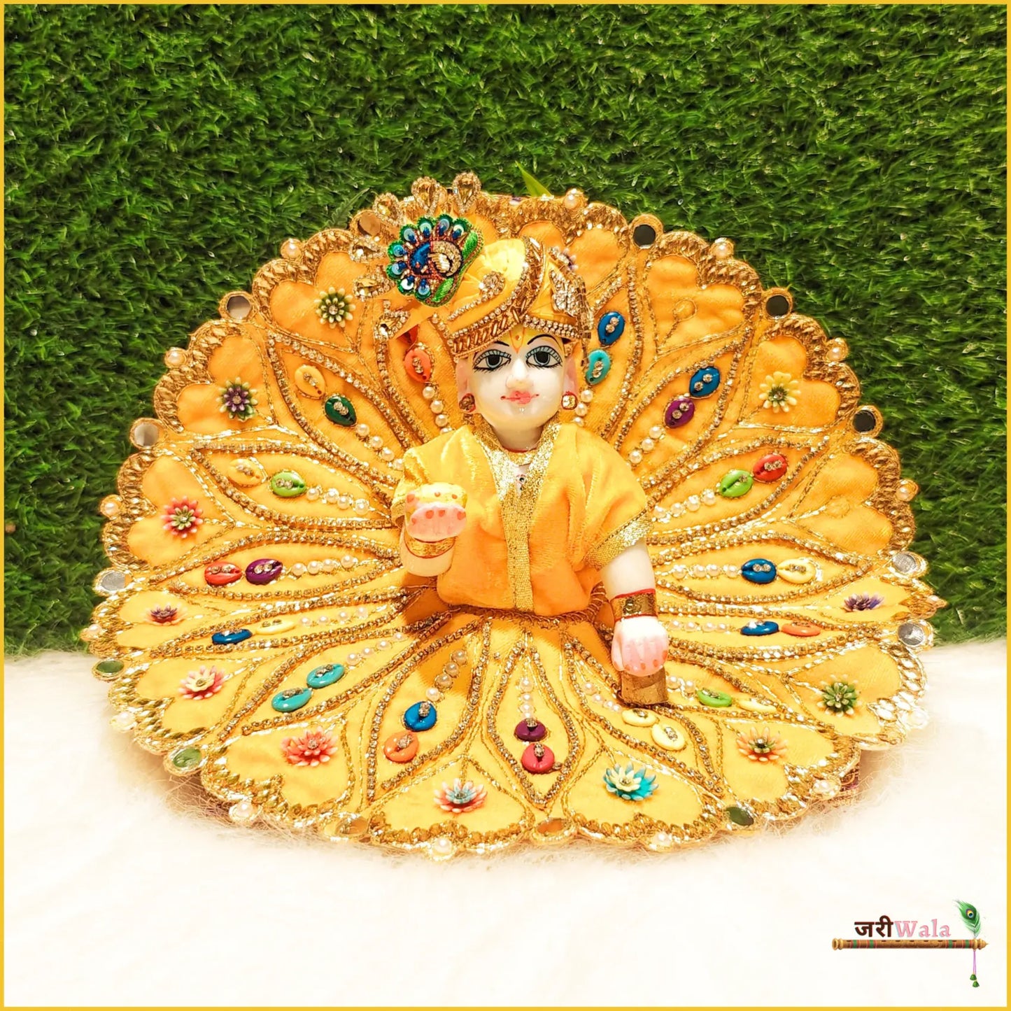 Shaneel Jarkan Stone Work Yellow Laddu Poshak