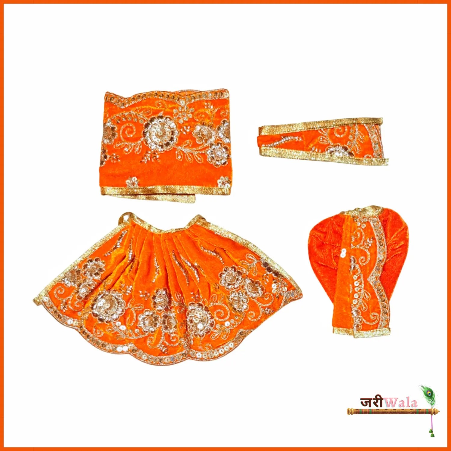 Shaneel Thread Sitara Work Orange Jugal Jodi Poshak