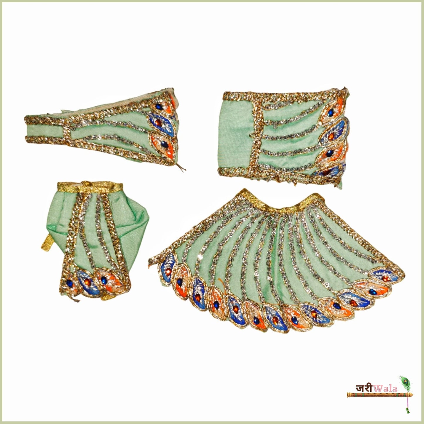 Thread Jarkan Stone Work Sea Green Jugal Jodi Poshak