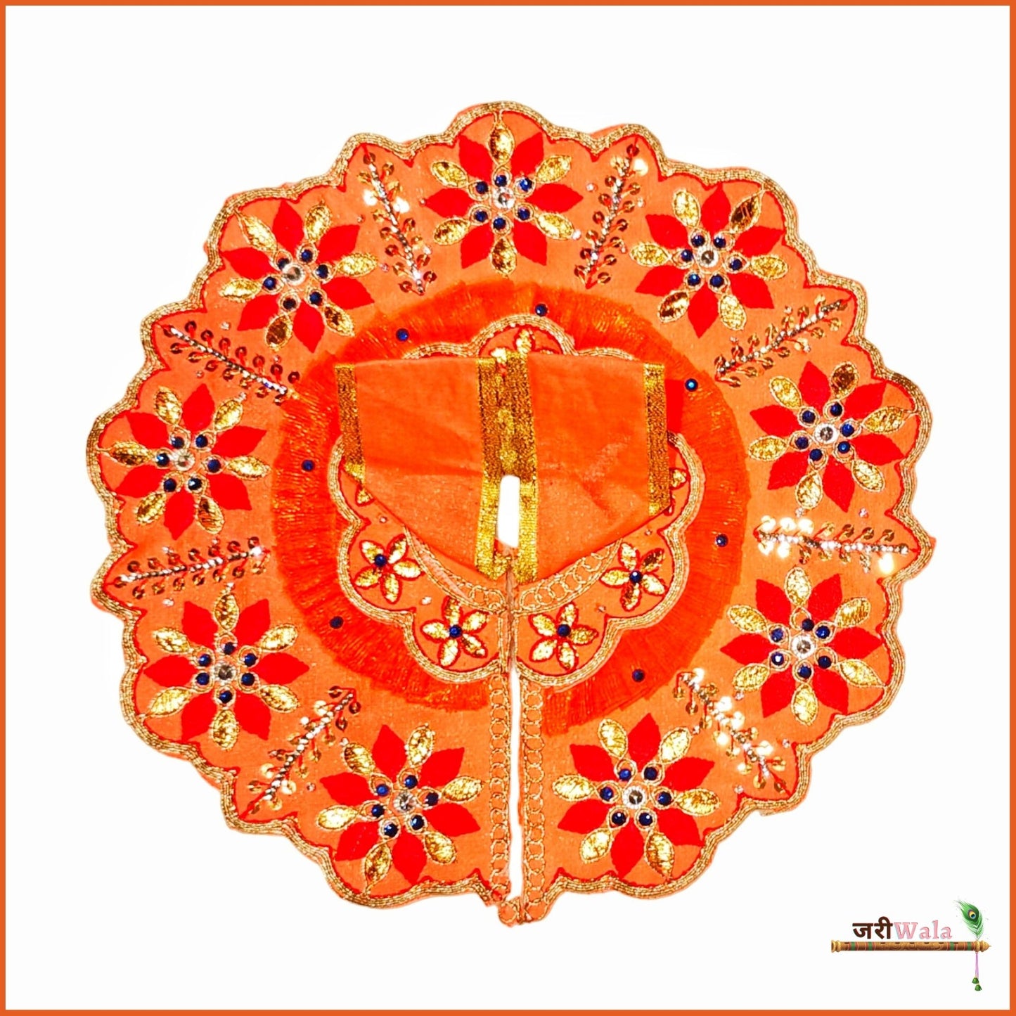 Blended Net Thread Sitara Work Orange Laddu Poshak