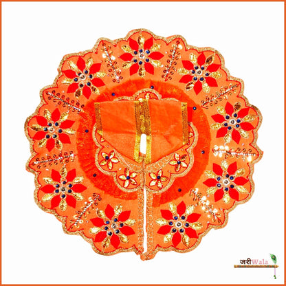 Blended Net Thread Sitara Work Orange Laddu Poshak