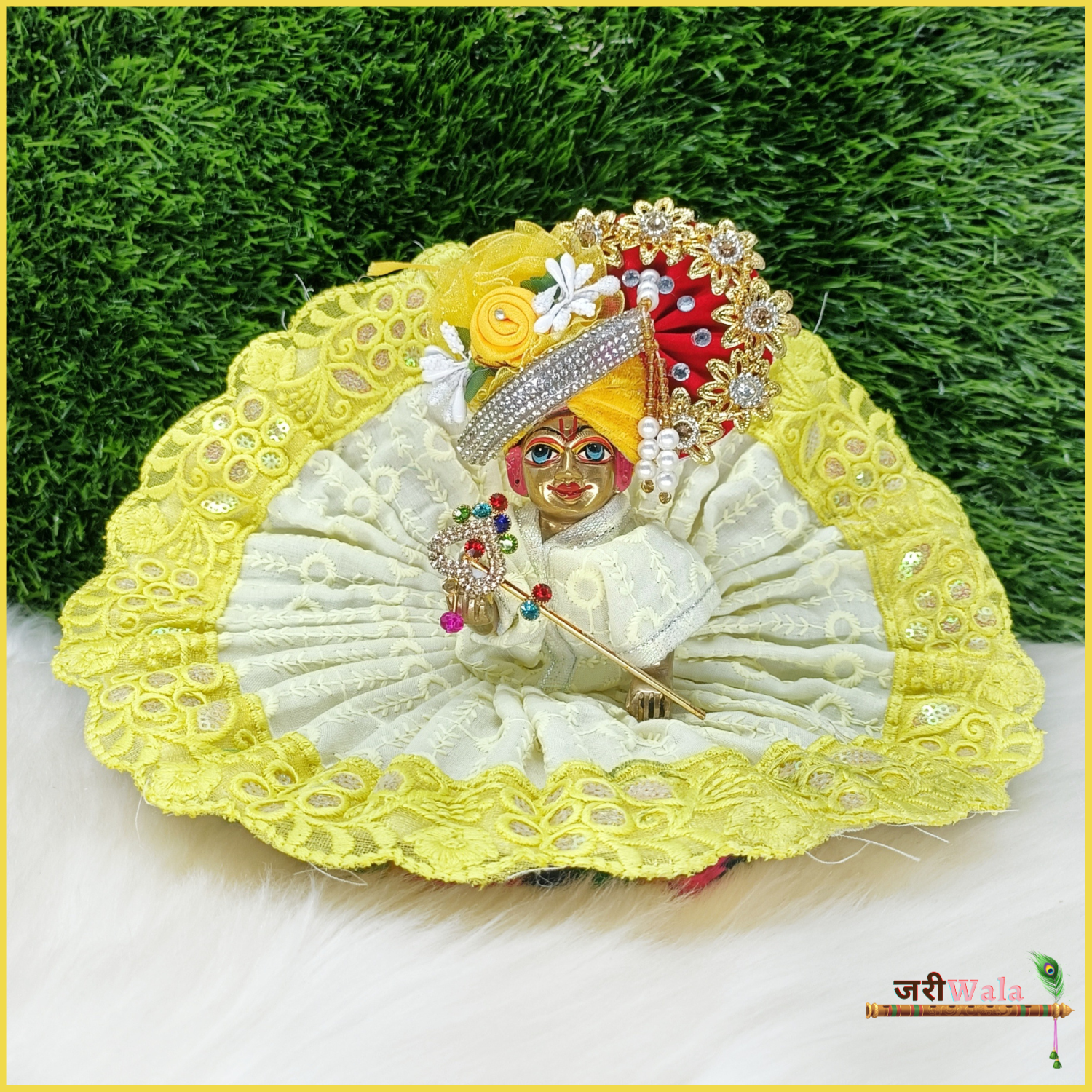 Kanha/Laddu Gopal/Krishna Ji Dress/ Poshak_ Size No. 4 (Raw Silk Fabri –  Great E Pujari® (A Brand of Sajyoti Trading Co)