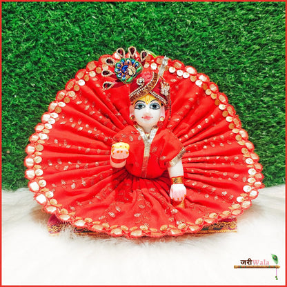 Cotton Thread Sitara Work Red Laddu Poshak