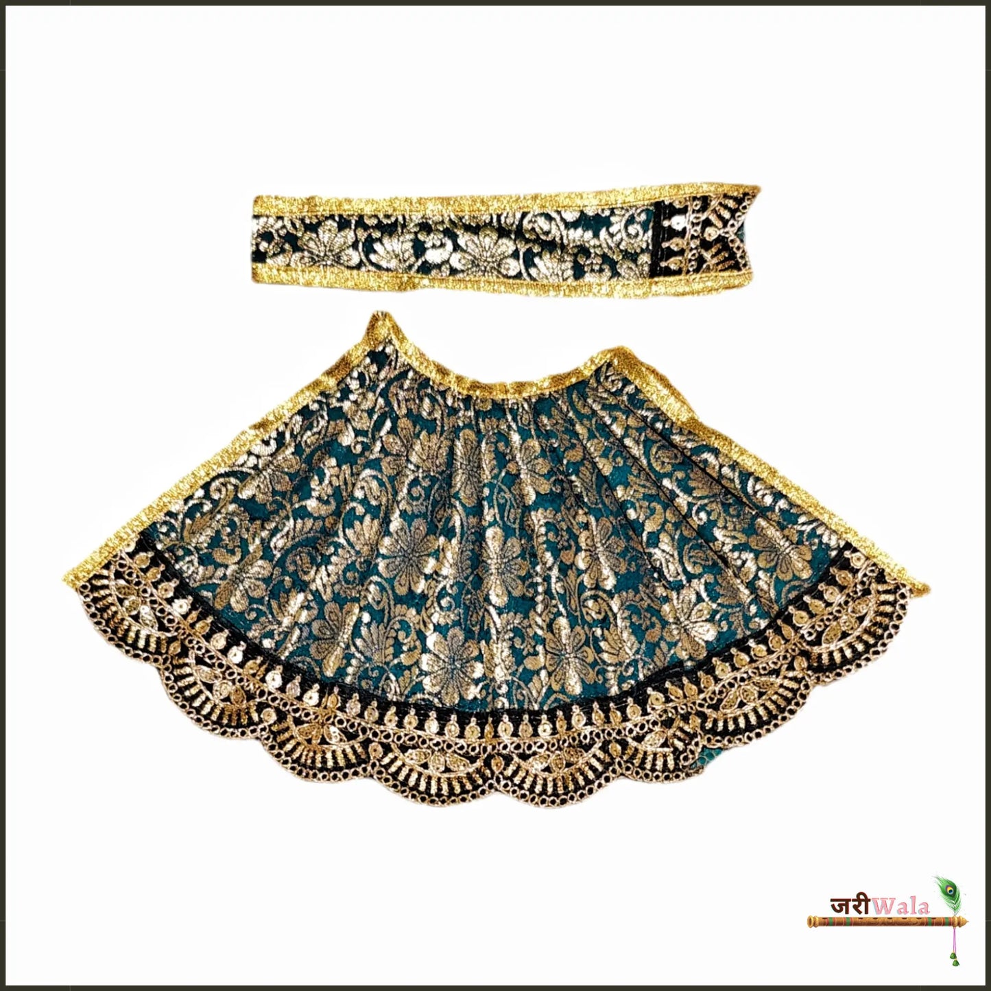 Shaneel Thread Sitara Work Teal Blue Lehnga Patka