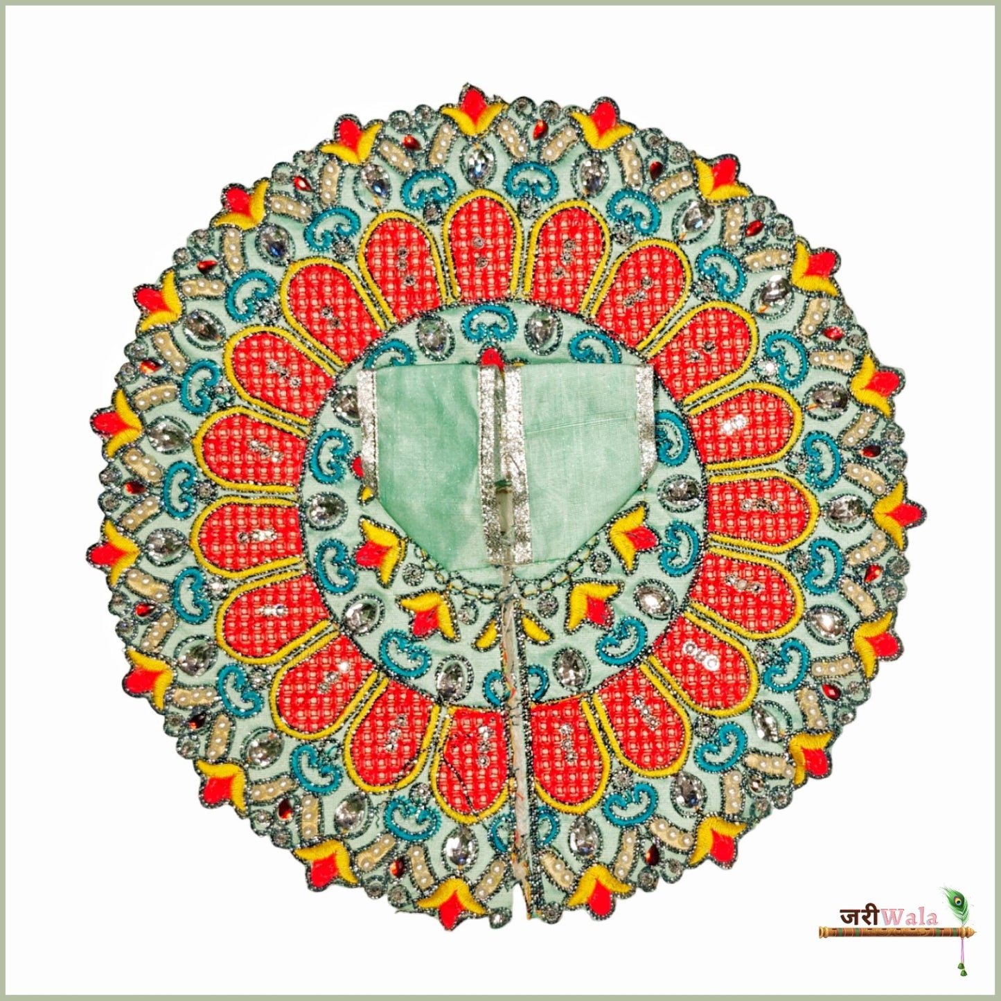 Blended Thread Stone Moti Work Multicolor Laddu Poshak