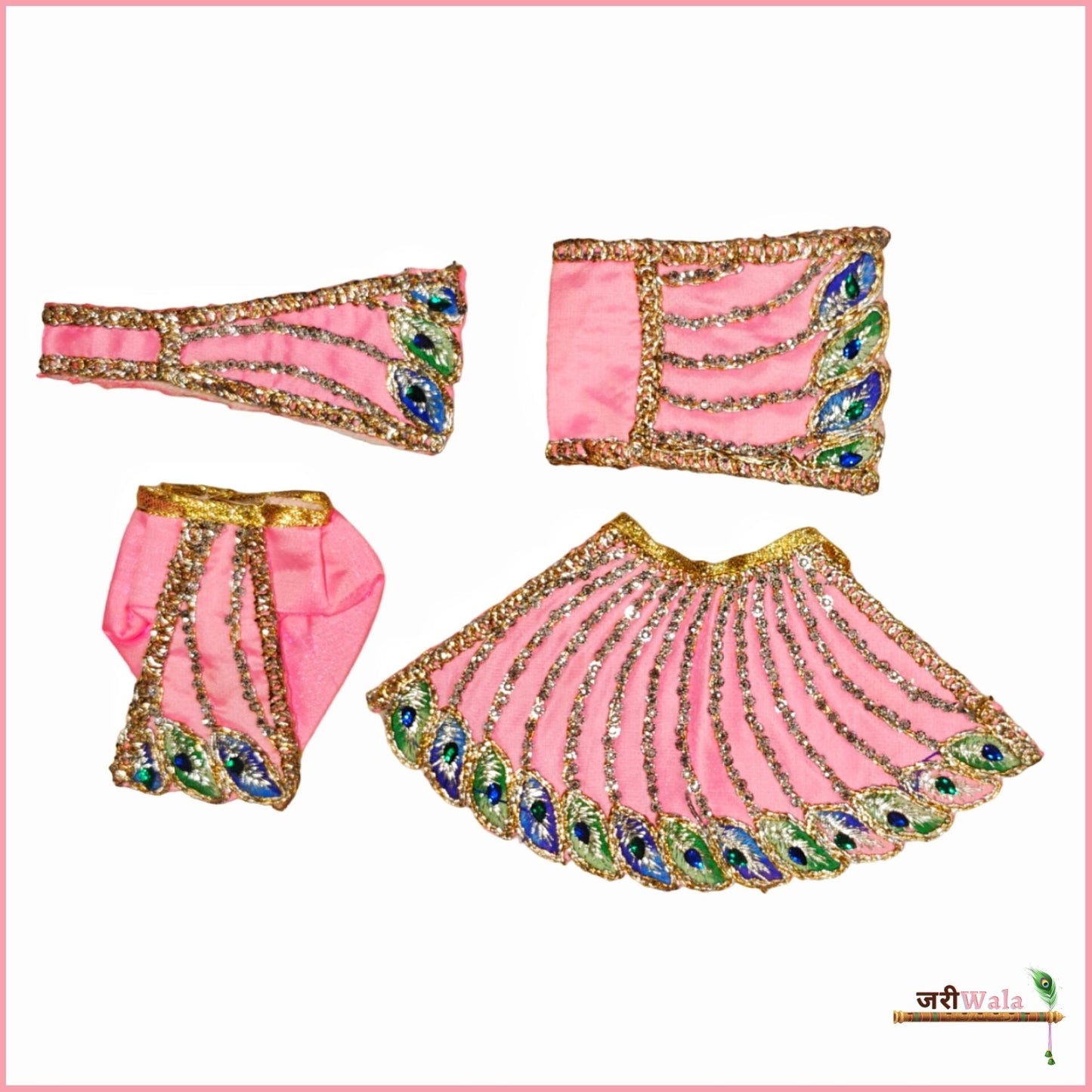 Thread Jarkan Stone Work Baby Pink Jugal Jodi Poshak