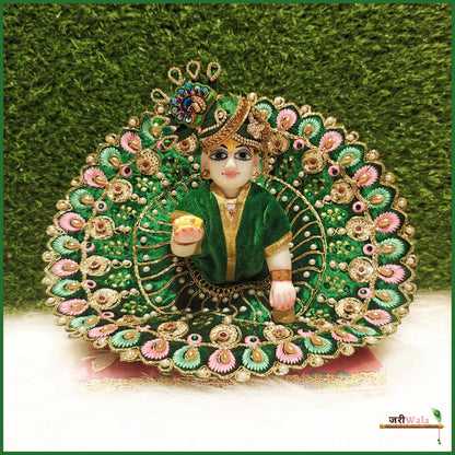 Shaneel Thread Sitara Work Green Laddu Poshak